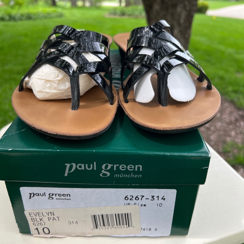 Black Patent Leather Paul Green Sandals